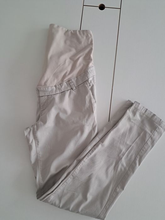 H&m mama 38 m spodnie ciążowe beżowe kremowe piaskowe