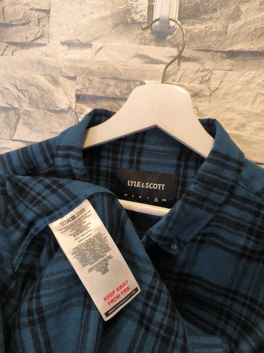 Koszula Lyle Scott Kratka Długi Rękaw Logo Niebieska XL