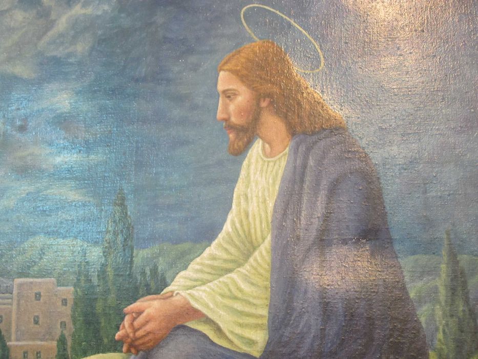 Obraz olejny 103x77 na płótnie Jezus w Ogrójcu Karl Schlooser 1936 r.