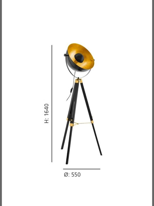 Candeeiro de Pé EGLO COVALEDA Preto/Dourado
