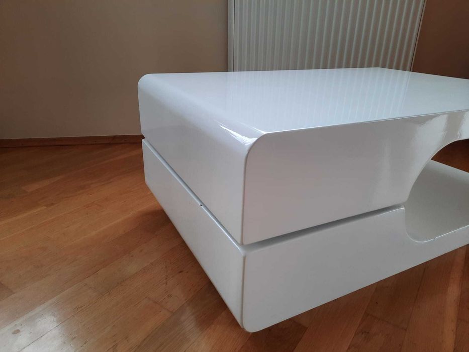 monia stolik kawowy ława  do salonu biały połysk obrotowy 80/60