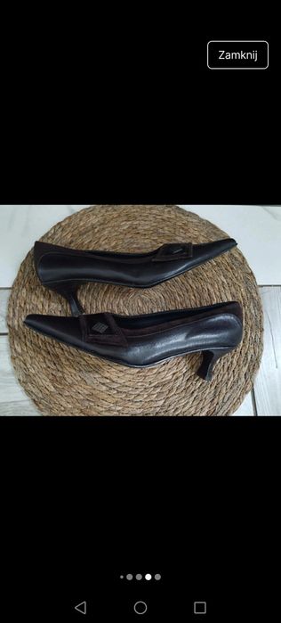 Szpilki niskie 36 brązowe sesja vintage boho czółenka boho eleganckie