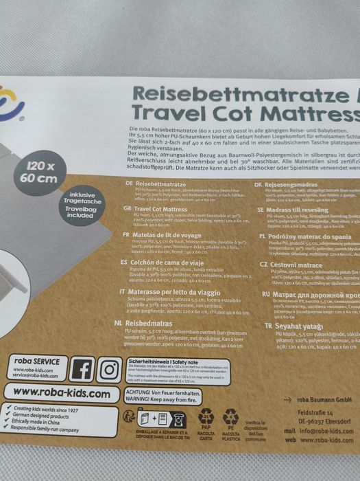 Materac turystyczny do łóżeczka 60x120 Roba wysyłka