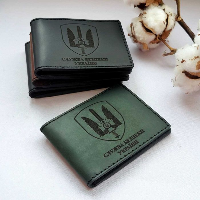 Шкіряна обкладина для СБУ. Натуральна шкіра. Гравіювання.Ручна робота