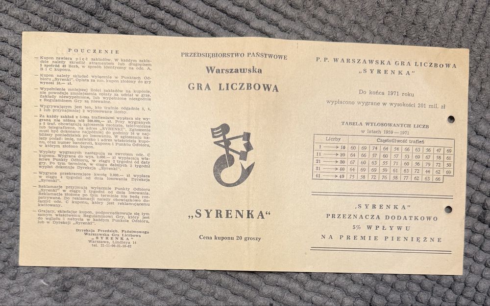 Warszawska gra liczbowa