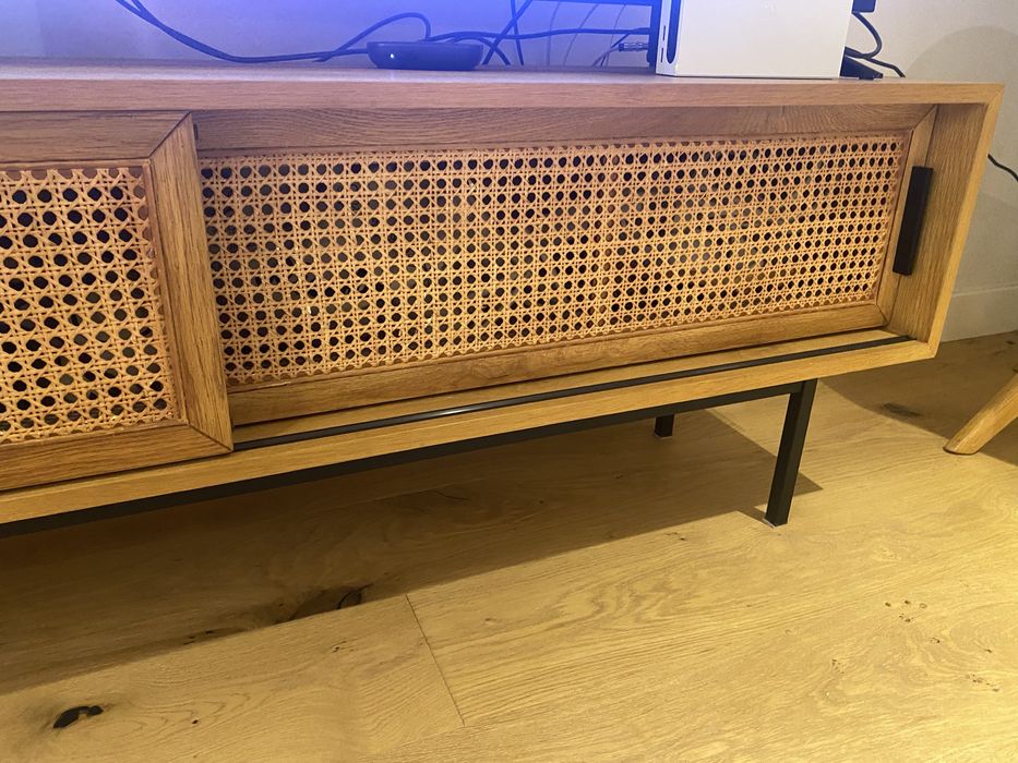Movel de TV madeira carvalho e palhinha La Redoute 160cm