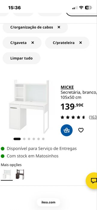 Mesa de escritório com apoio