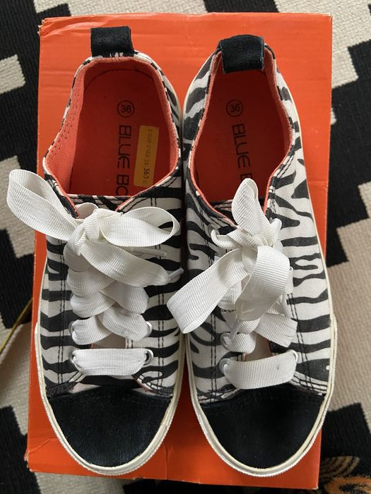 Blue boxi trampki buty sportowe przed kostkę print zebra 36