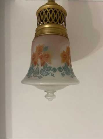 Żyrandol przedwojenny mosiężny zwis z kloszem gratis !!