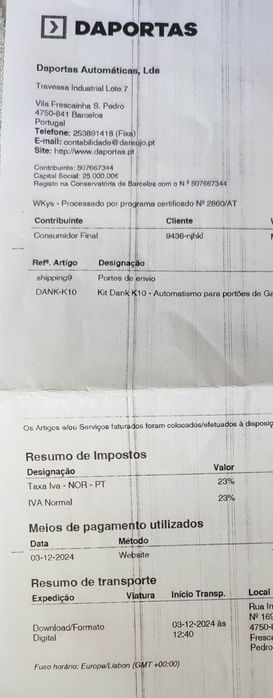 Kit Dank K10 Motor com WI-FI | Automatismo Portões de Garagem / NOVO