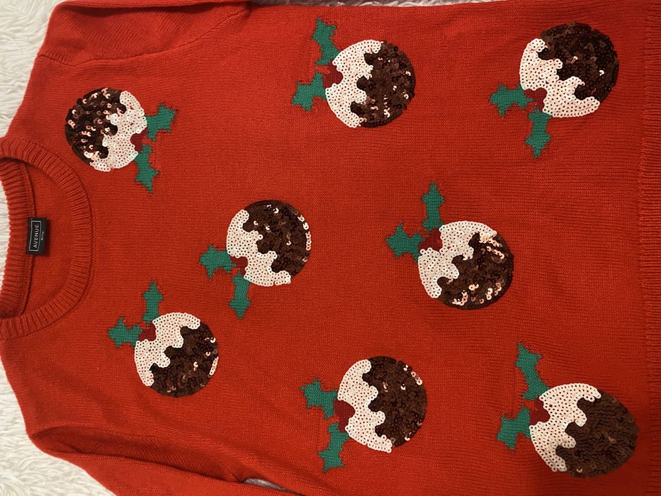 Новорічний червоний светер новогодний свитер красный 8-12 р.