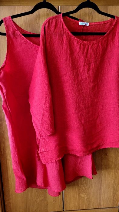 Zestaw tunika i bluzeczka LEN 100% plus size XXXL