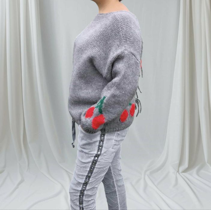 Nowy sweter kardigan szary w wisienki new collection roz xl-3xl