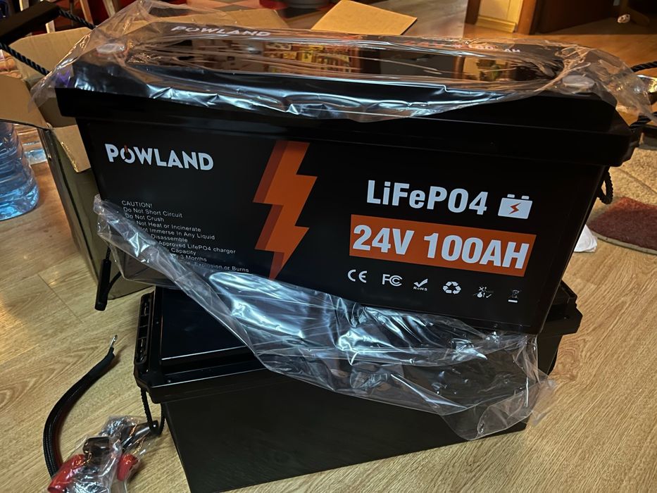 ‼️LiFePO4 акумулятор‼️Powland 12-24V 100Ah (25.6V) літій-залізо-фосфатна батарея АКБ для гібридного інвертора та ДБЖ