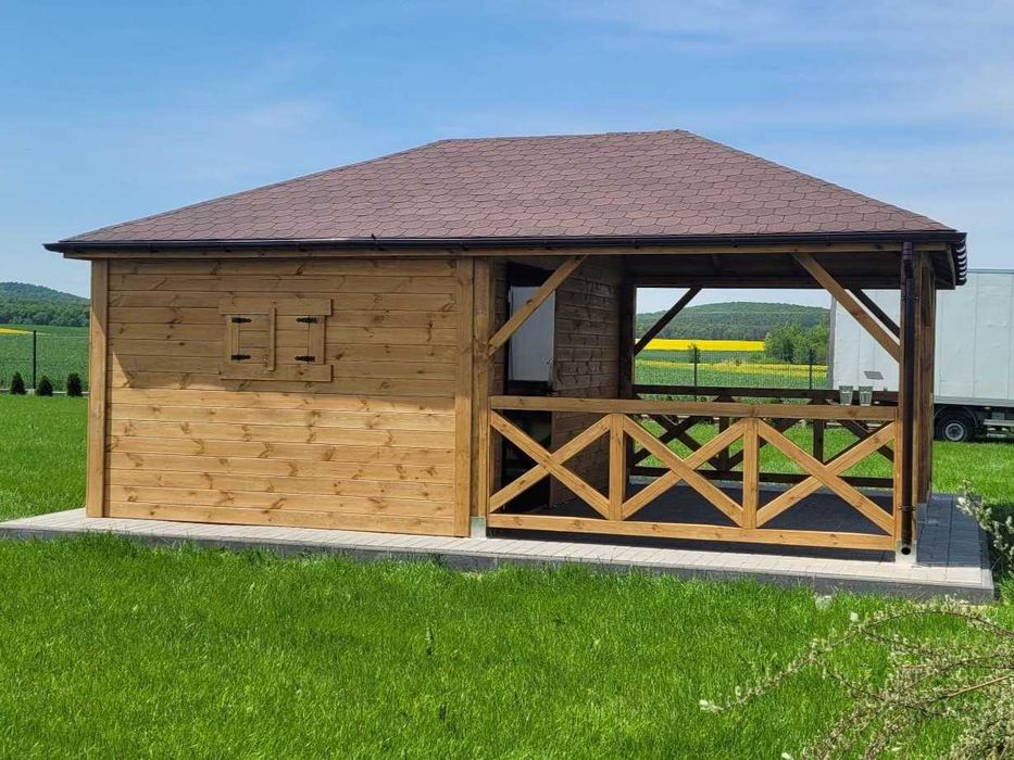 • • • • Domek letniskowy 2w1 • • • • DAREK IV 6x4 m taras DREWNOTRIK