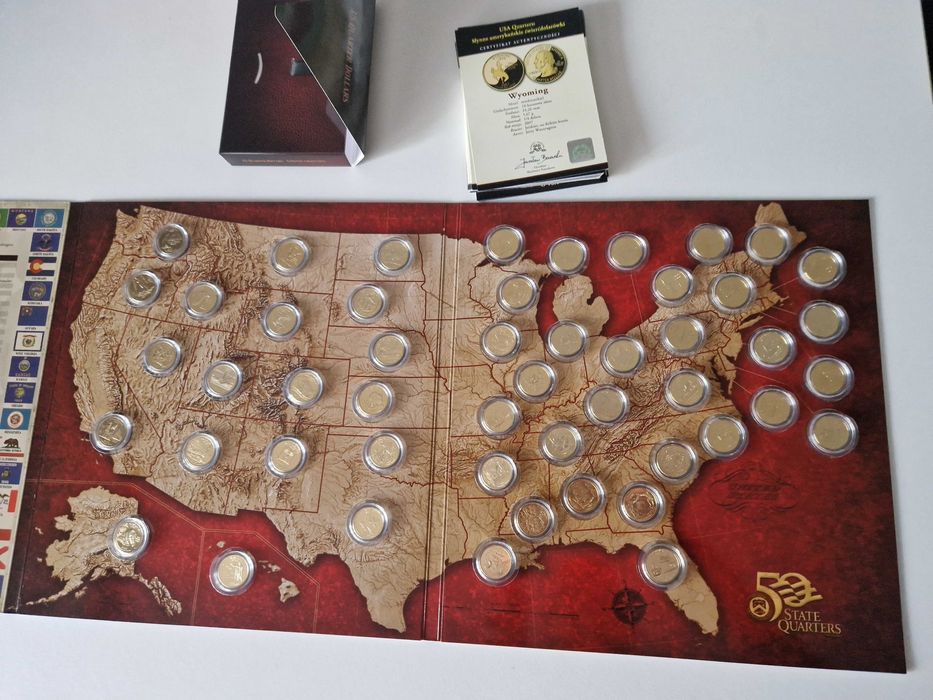 Słynne amerykańskie ćwierćdolarówki kolekcja monet - 50 sztuk komplet