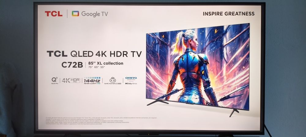 TCL 55C72B 55" QLED 4K 144Hz Google TV Dolby Vision 2.1 ONKYO