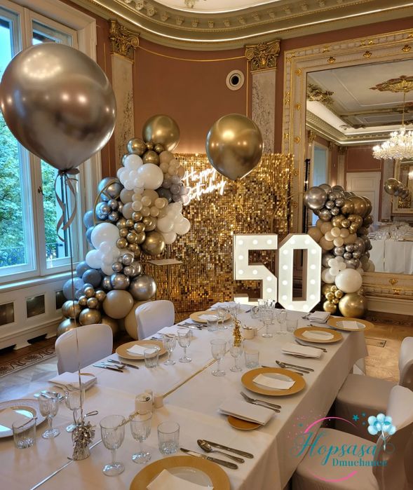 Cyfry led, neon, scianka cekinowa,fotel paw, balony