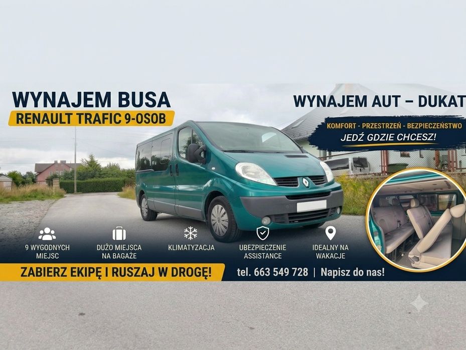 Wynajem bus 9 osób, dostawcze ,wypożyczalnia