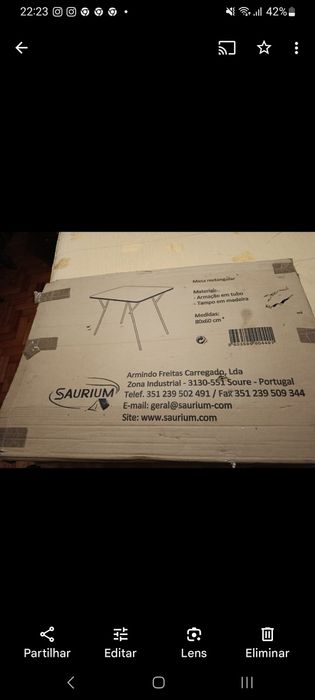 Mesa retangular dobrável