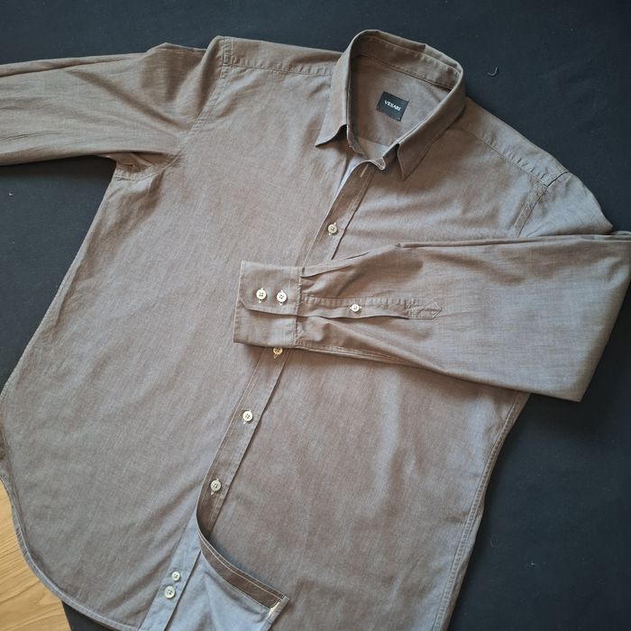 Koszula męska VESARI (Vistula) czekoladowa brązowa L 40