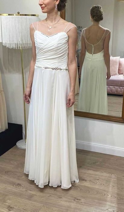 Nowa lekka suknia ślubna 38 M ivory ramiączka wyprzedaż salonu muślin