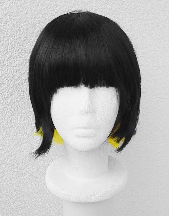 Bachira Meguru Blue Lock Czarna peruka z żółtymi pasemkami cosplay wig