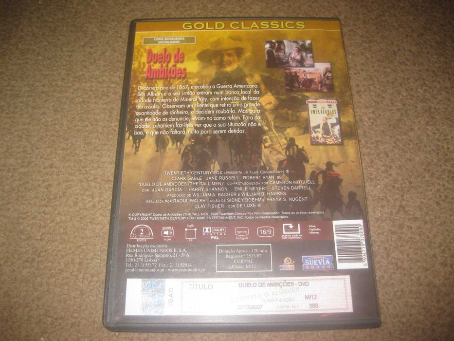 DVD "Duelo de Ambições" com Clark Gable/Raro!
