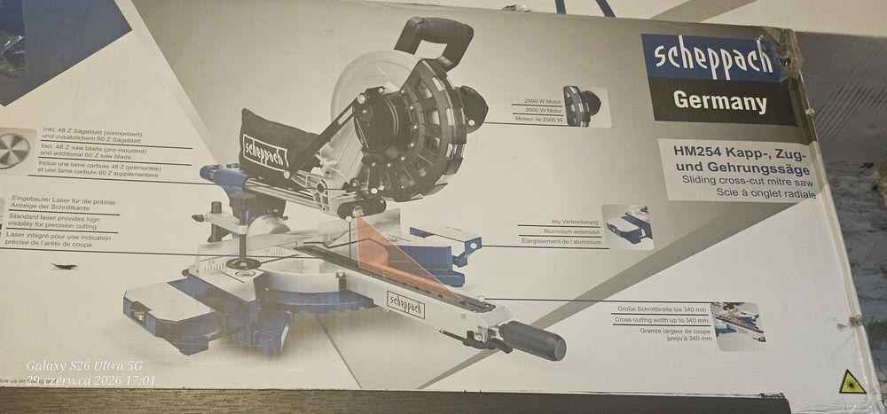 Nowy Zestaw Scheppach: Piła Ukośnica HM254 (2000W) + Stół UMF2000