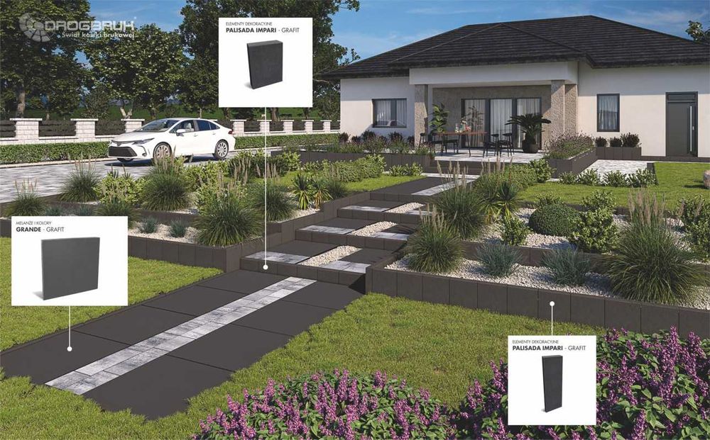 palisada impari obrzeże grafit Drogbruk