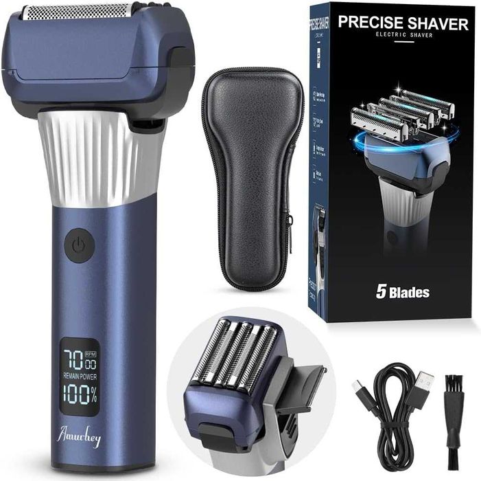 Amurhey Elektryczna golarka męska 5 ostrzy z trymerem i etui