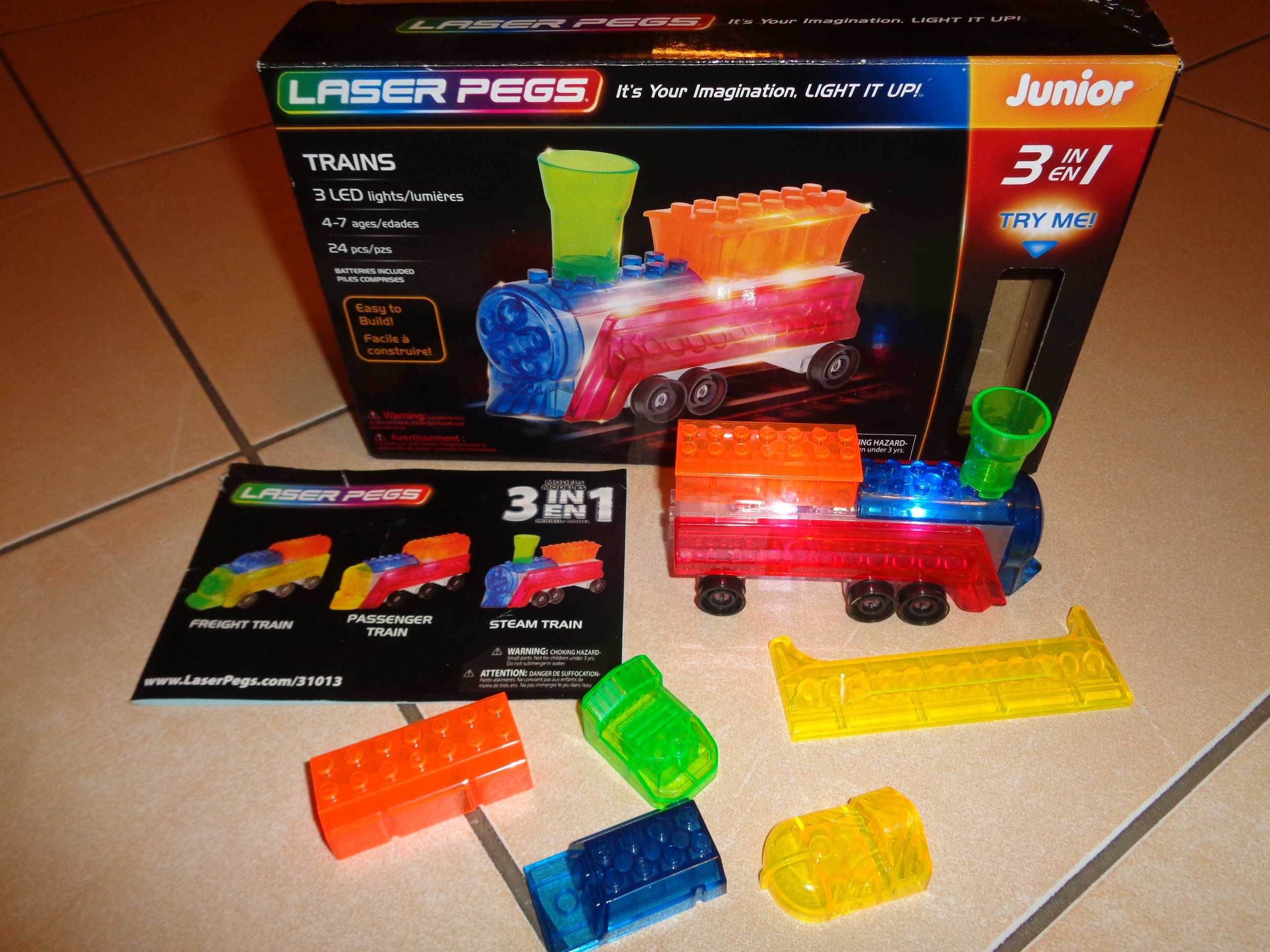 Laser pegs cheap train