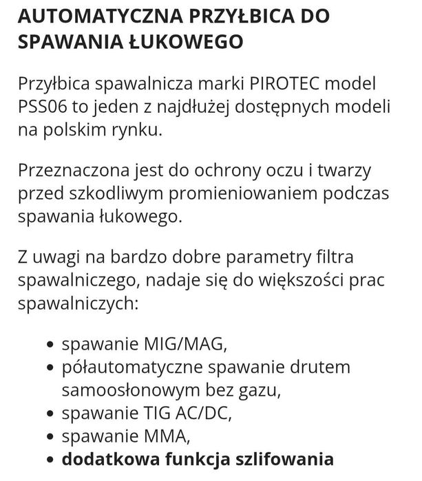 Przyłbica spawalnicza automatyczna  PSS06