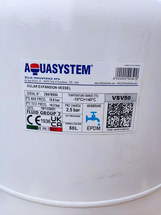 Розширювальний бак гідроакумулятор  Aquasystem VSV-50л Італія
