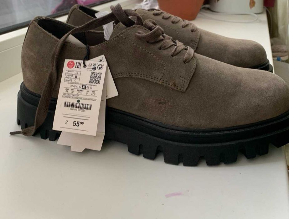 Нові чоловічі замшеві туфлі дербі Pull&Bear