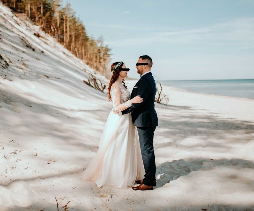 Suknia ślubna JACOBINA z doczepianymi rękawkami - Boho Glamour/tiulowa