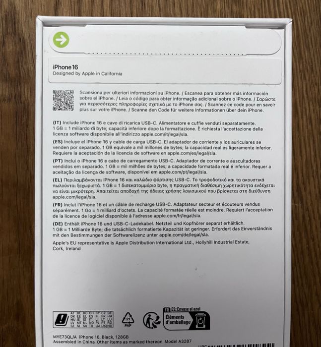 iPhone 16 128GB Preto - NOVO cx selada - Factura e Garantia