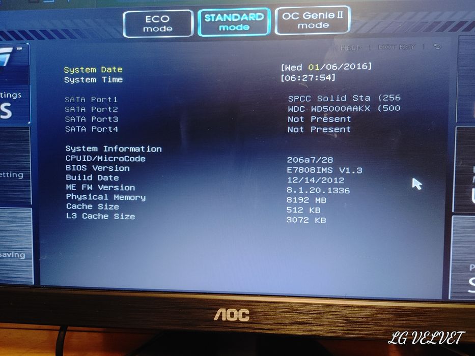 Komputer MSI b75ma-e33 uefi