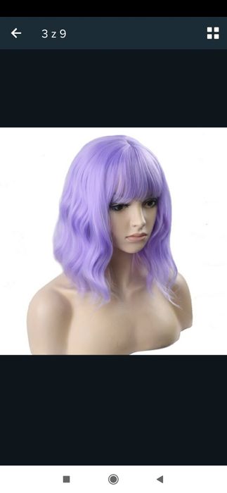 Peruka damska kolor fioletowy