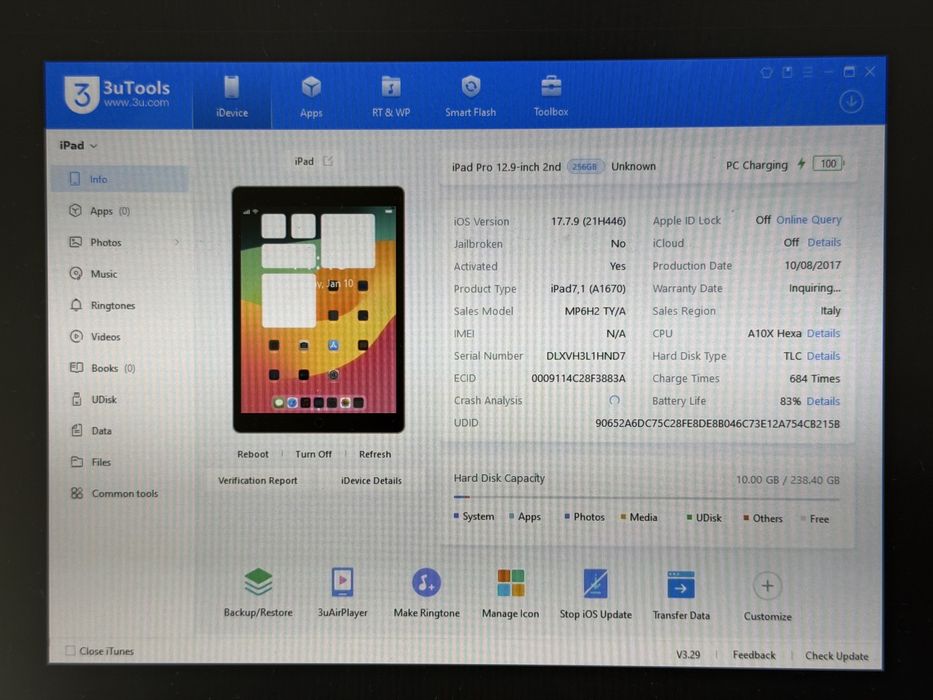 iPad Pro 12.9 2. gen. (A1670) - 256GB - zbity - faktura VAT 23%