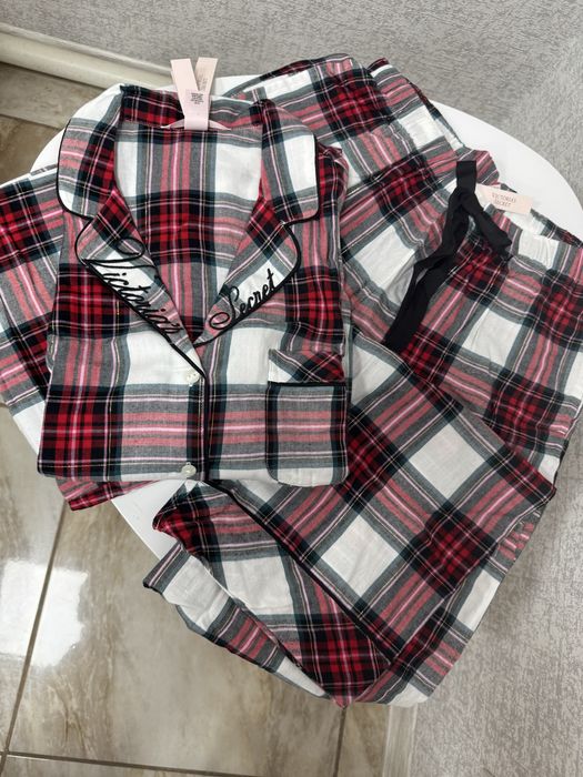 VICTORIA’S SECRET Фланелевий довгий жіночий піжамний комплект піжама