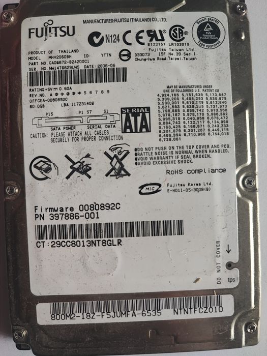 HDD 60gb розмір 2.5"