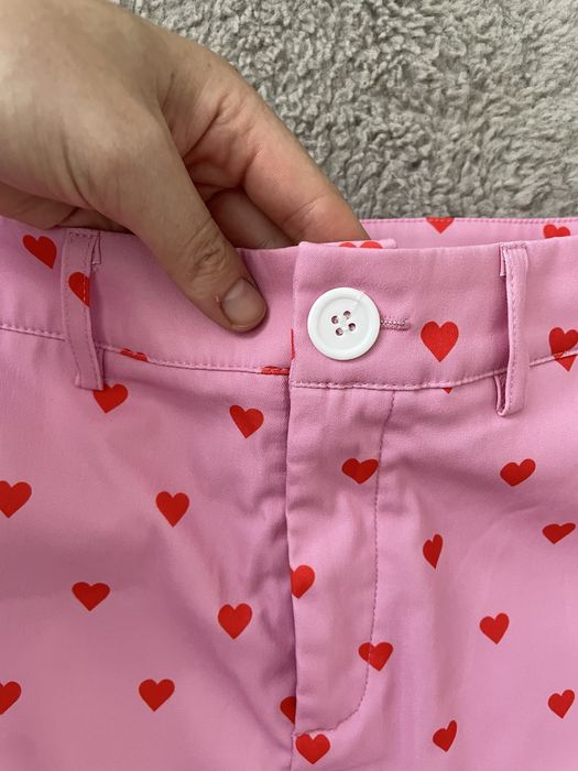 Прямі рожеві штани на високій посадці в серця від shein