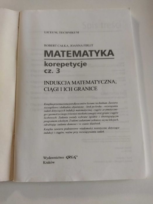 matematyka korepetycje 3 indukcja matematyczna, ciągi granice Radzymin
