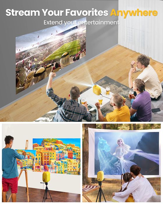 Projektor LED WiFi Bluetooth – HDMI USB | iOS Android