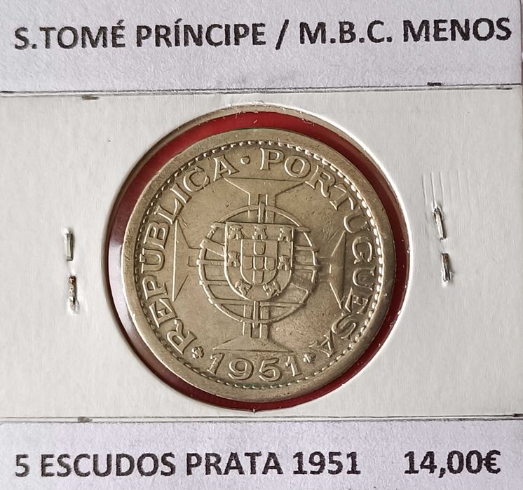 Moeda Portuguesa 5 Escudos Ex Colónia Ultramarina S. Tomé Príncipe