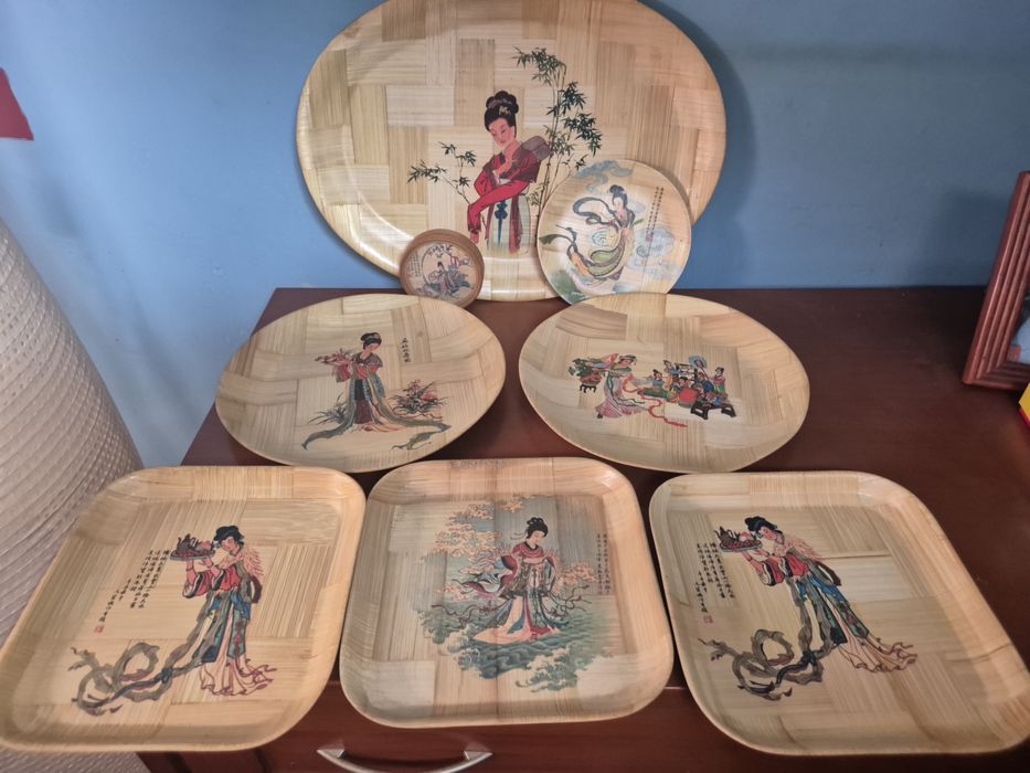 Conjunto pratos bambu
