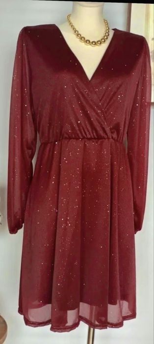 Sukienka burgondowa brokatowa 42/44