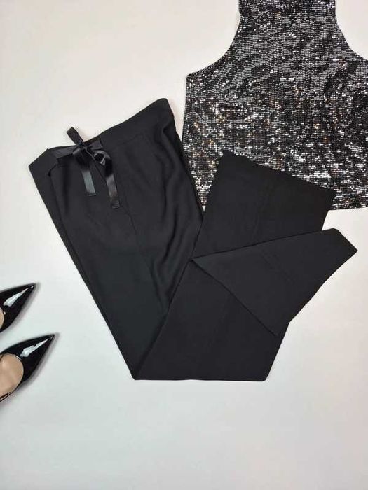 Spodnie Olsen 36 S czarne eleganckie | szerokie nogawki wieczorowe NEW