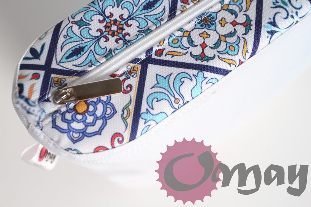 organizer OBAG MINI +OPASKA kafelki niebieskie biały 2 kieszenie OMAY